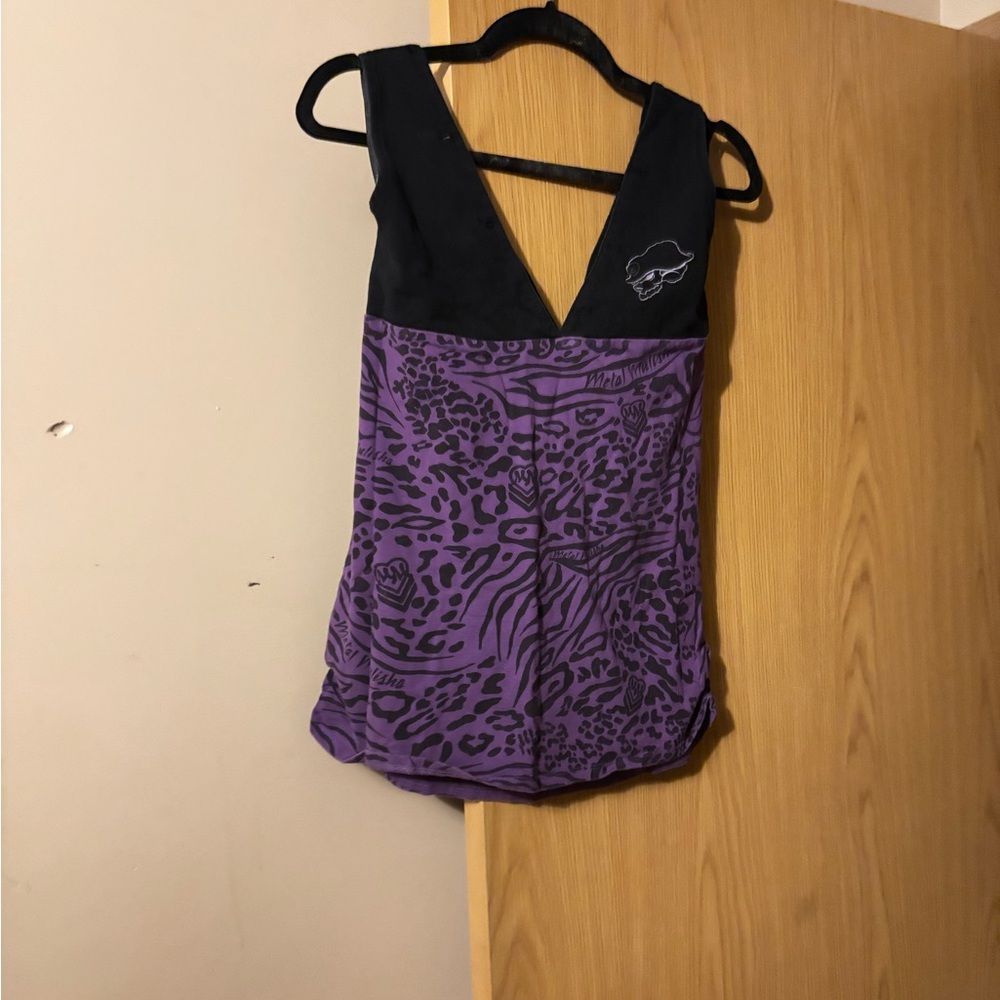 Morbid Metals Purple Asymmetrical Sleeveless Bodysuit